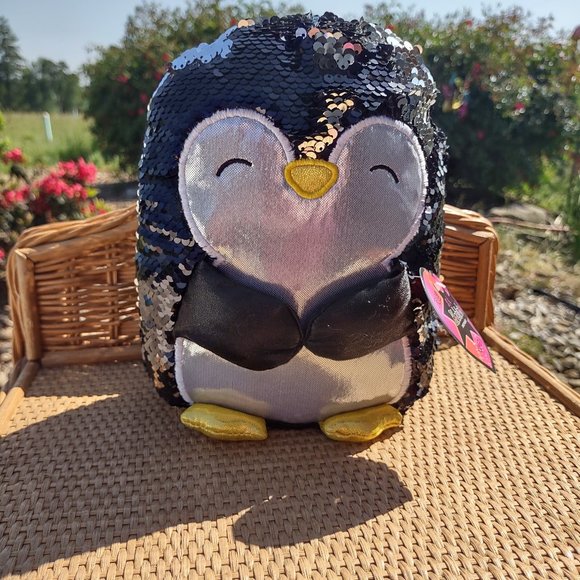 NWT Kobioto Sequin  Penguin Plush Toy Reversible Sequins - Picture 7 of 7